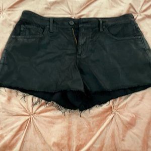 AG Coated black denim jean shorts